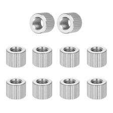 10pcs M6 Knurled Thumb Nuts Steel Flat Head Through Hole D10mm x H8mm