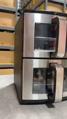 Nueva Freidora de Aire Gourmia Caja Abierta 11 Qt Doble Cesta Acabado Inteligente Cocina XL de 4 Capas - Vídeo 1 de 1