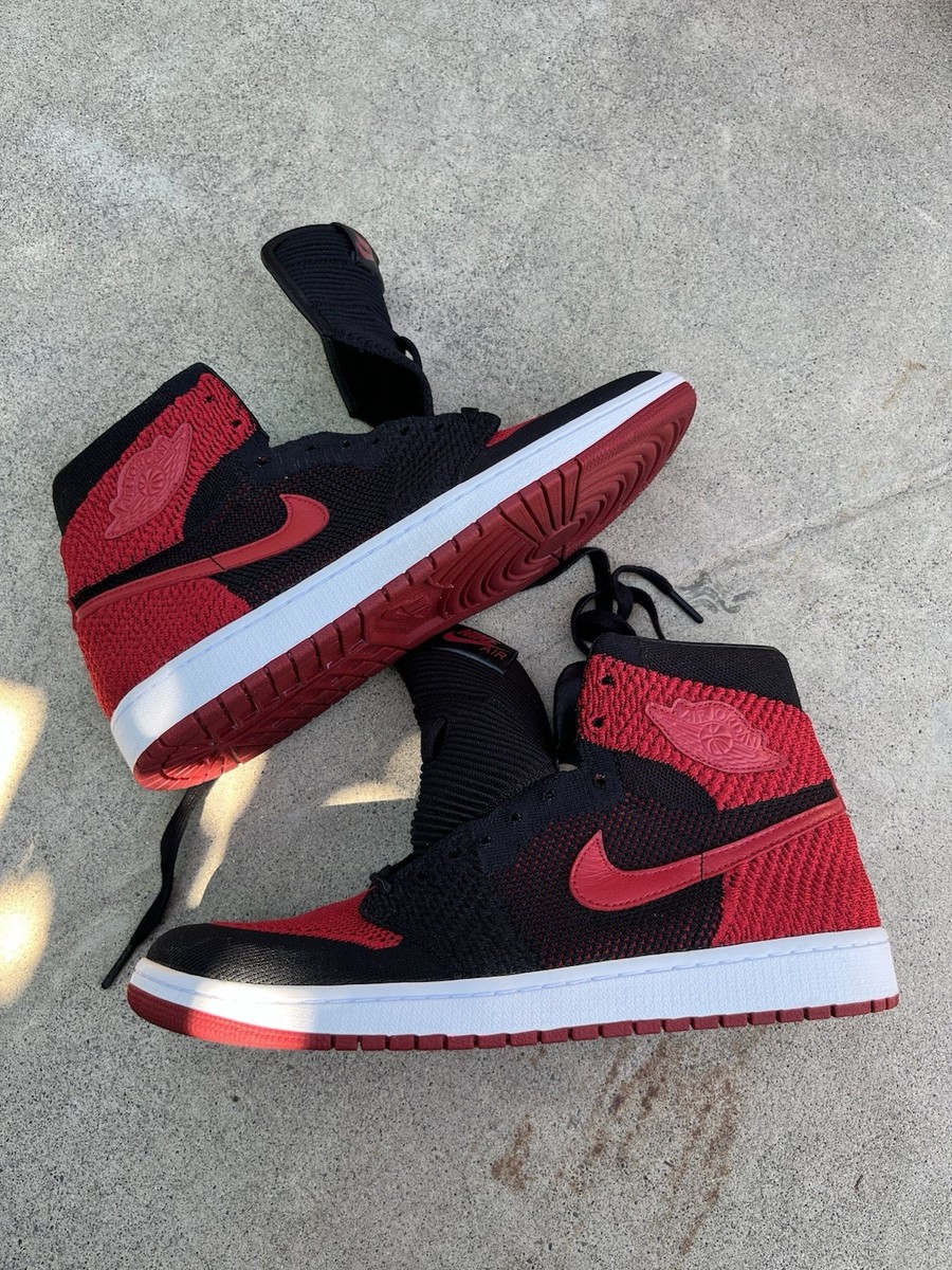NEW GENUINE Nike Air Jordan I 1 RETRO HIGH FLYKNIT BRED Men's