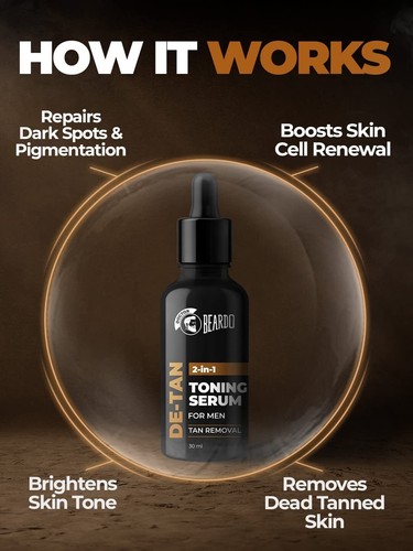 Beardo 2-in-1 Detan Face Serum + Toner For Men, 30ml For Men with AHA - Picture 6 of 6