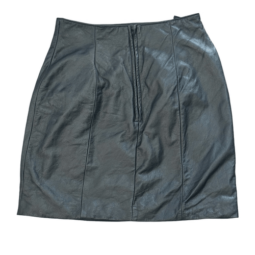 Wilsons 100% Leather Skirt Size 8 Black Mini Short Lined Moto Goth Rave Club - Picture 4 of 9
