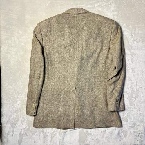 Vintage Matka Silk Tweed Jacket Lands' End Blazer 42R Beige 2 Button Vice City - Picture 6 of 10