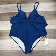 NWT Cider 1 Piece Bathing Suit Plus Sz 4XL Blue Side Ties