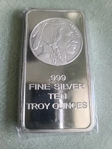 10 troy ounces Silver  .999 Bullion Indian Head Buffalo Design, Sealed