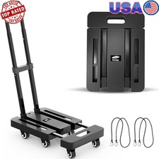Folding Hand Truck 500lbs Capacity Collapsible Dolly Cart 6 Wheels & 2 Ropes New