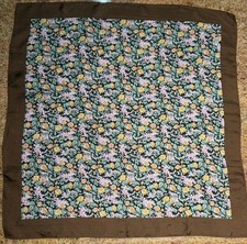 Vintage Liberty of London All Silk Scarf Brown Tones w Floral 22.75" x 23.25"