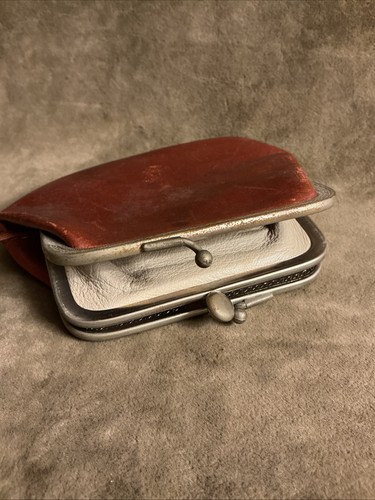 Um 1960 erste State Bank Rice Texas Leder Doppel Geldbörse - Bild 3 von 5