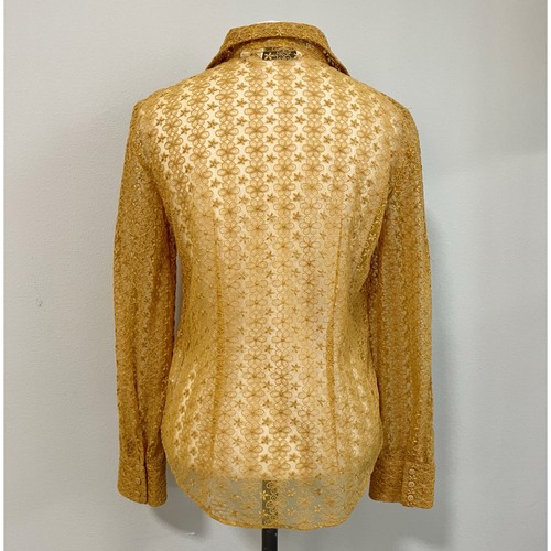 & Other Stories Size 2 Mustard Yellow Sheer Embroidered Button Down Shirt - Picture 3 of 6