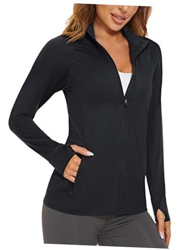 Women's UPF 50+ Lightweight Athletic Jacket Sun Protection Full Medium Black - Picture 1 of 7