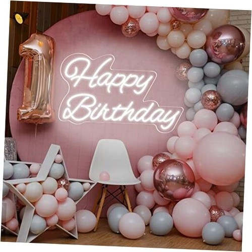 Happy Birthday Neon Sign 16 Inch Reusable Happy Birthday LED Light Up Sign