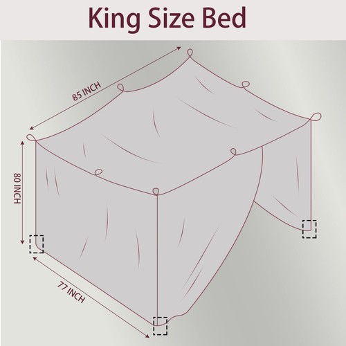 No-See-Um mesh Square Mosquito Net for King Size Bed 2 Openings Netting Mosqu... - Picture 3 of 8