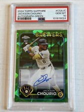 2024 Topps Chrome Sapphire Jackson Chourio PSA 10 Grn Rookie Refractor Auto /99