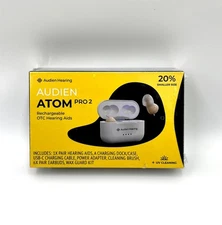 Audien Atom Pro 2 Rechargeable Hearing Aid Noise Cancelling UV Cleaning 4 Modes
