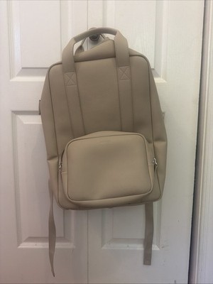 Monos Metro Backpack Vegan Leather Tan Travel  Trendy Pockets Laptop Commuter