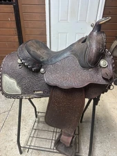 billy royal show saddle 16” leather with silver plating used 
