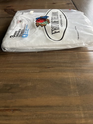Vtg 1984 NOS Fruit of the Loom Men's 3 Pack Crew Neck White T-Shirts 42-44 Large - Picture 8 of 10