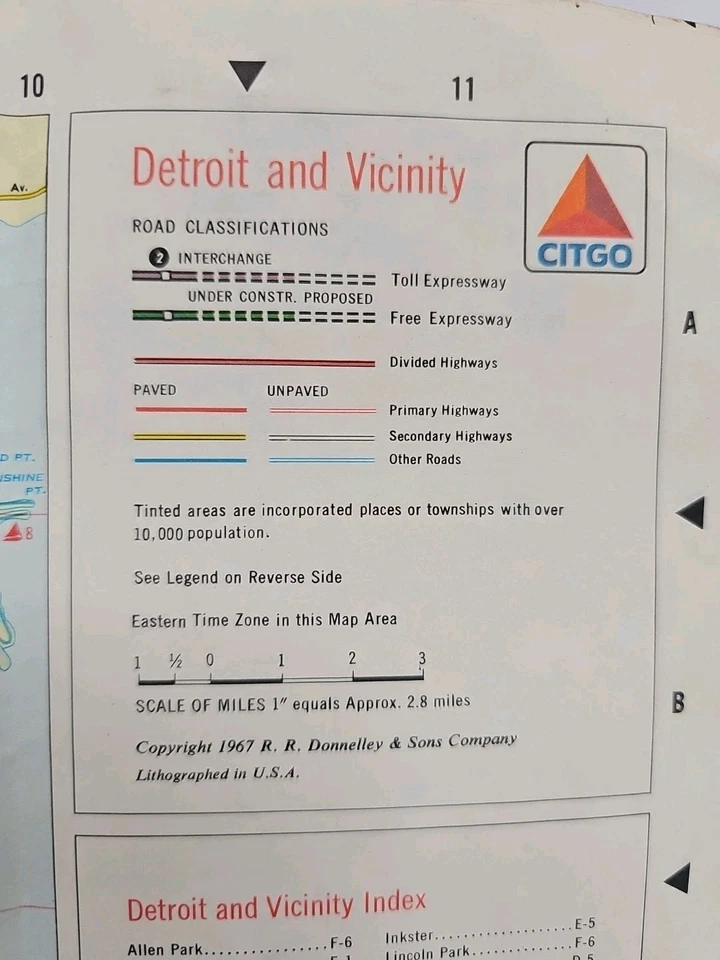 Citgo Promo MAP Michigan USA 1967 Detroit And Vicinity Folding Paper - Image 4 of 4
