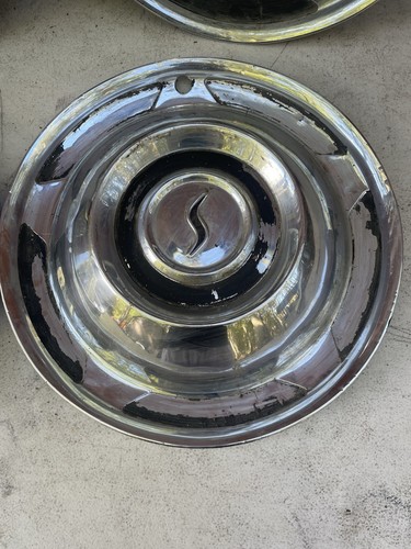 1958 14" Studebaker Star Stainless Wheel Covers Hubcaps Set Of 4 OEM Vintage - Picture 18 of 22