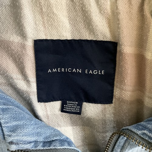 American Eagle Jacke Damen klein blau Denim Taschen Lightwash Reißverschluss Alltag - Bild 8 von 10