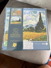 New Sealed Vincent Van Gogh 2 Puzzles 500 pc Bedroom in Arles Wheat Field