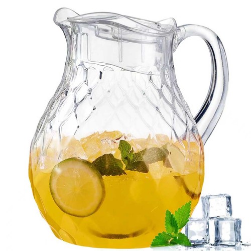 Plastic Pitcher, Clear Water Pitcher with Lid, Fridge Jug, BPA-Free, Shatter-... - Imagen 1 de 7