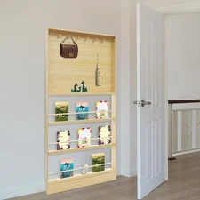 Behind Door Bookshelf Toddler Bookshelf & Pegboard Storage Cabinet for Toy&Book