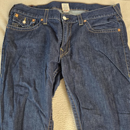 True Religion Ricky Jeans Mens 42x34 Straight Leg Made in USA Denim - Picture 2 of 16