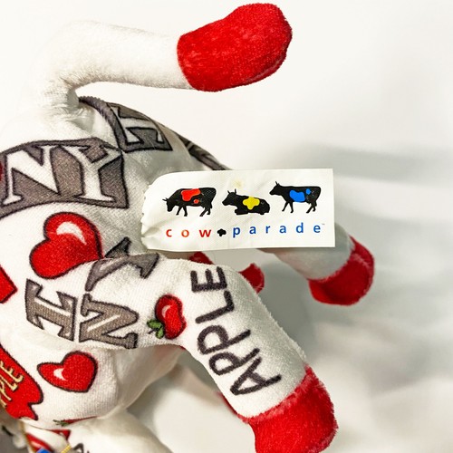 Juguete de peluche vintage Y2K Cow Parade Big Apple New York Beanbag con etiqueta - Imagen 4 de 4