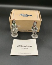 Vtg Hudson Pewter Villagers Jenny And Oliver Figurines Signed