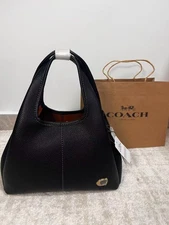 COACH Lana Shoulder Bag 23 Black CM545 Handbag Crossbody Diagonal Leather