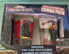 National Lampoon 16oz 2pk Glass Christmas Vacation Pint&Moose Ice Tray Combo NEW