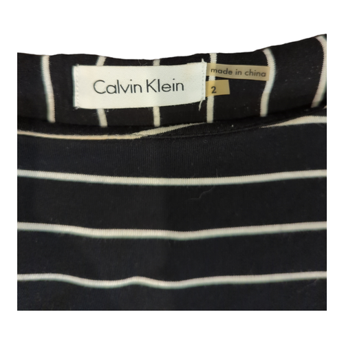 Calvin Klein Size 2 Woman's Black White Striped Knit Sleeveless Sheath Dress - Picture 3 of 10