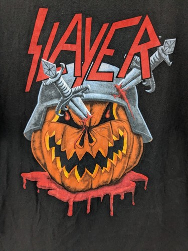 Vintage Slayer T-Shirt Gr. XL Schwarz Kürbis Big Print Heavy Cotton US Import - Bild 3 von 4