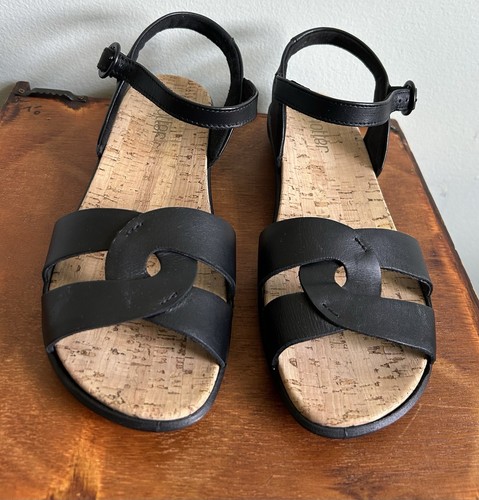 Hotter Comfort Concepts schwarze flache Leder-Sandalen NEU Knöchelriemen US-Größe 9,5 - Bild 2 von 8