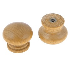 2 Pcs Drawer Screws Mount 1.1" Dia Wood Wooden Round Pull Knobs Beige