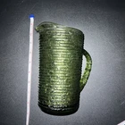 Anchor Hocking Lido Soreno Avocado Green Pressed Glass 7" Juice Pitcher Vintage