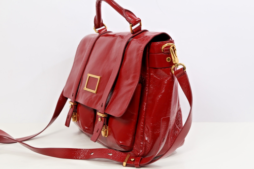 Marc By Marc Jacobs Werdie Red Patent Leather Tote Messenger Bag - Picture 8 of 24