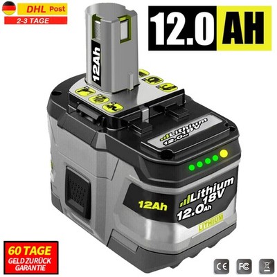 12AH 18V Akku für RYOBI One+ Plus Lithium Ion RB18L50 P108 P109 RB18L40 Batterie