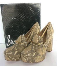 WOMENS SAM EDELMAN AURELIE WHEAT MULTI SNAKE PRINT PLATFORM HEELS SZ 11M NIB