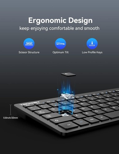 TECKNET 2.4G Wireless Keyboard For Windows 10/8/7/Vista/XP and Android Smart TV - Picture 5 of 8