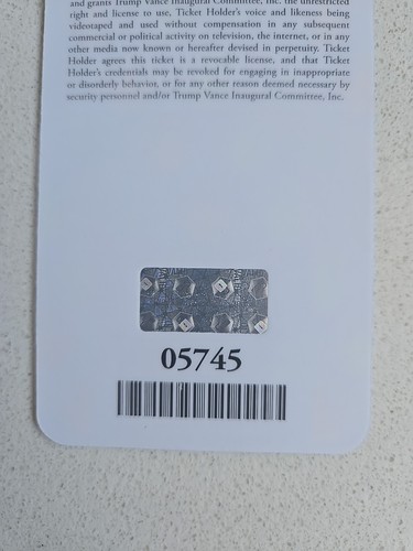 Trump 2025 Inauguration Guest Pass – Commander In Chief Entry Ticket - Picture 6 of 8