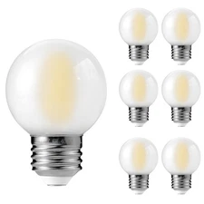 E26 G16 LED Globe Light Bulbs, Frosted Glass, 4000K Daylight White, 6W(60W Eq...