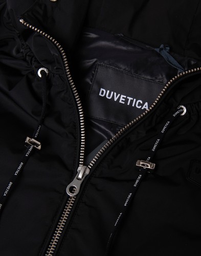 RRP€585 DUVETICA Jacket IT42 US6 UK10 M Black Partly Lined Drawstring Hood - Picture 9 of 11