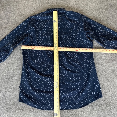 Camisa Lululemon Hombres Grande Azul Geométrica Con Botones Manga Larga Informal Vestido Tecnología - Imagen 3 de 7