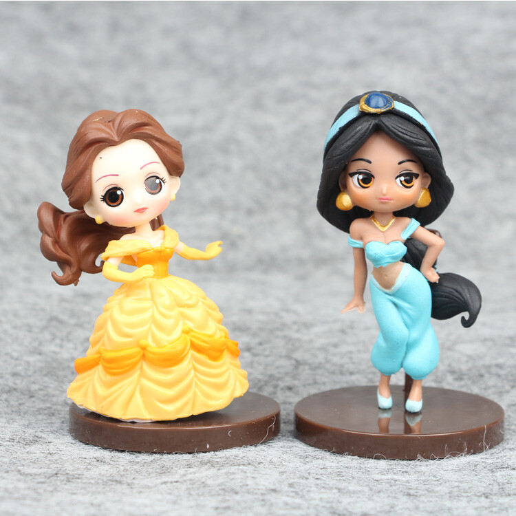 8Pcs Disney Princess Belle Snow White Cinderella Figure Model Cake Topper Doll