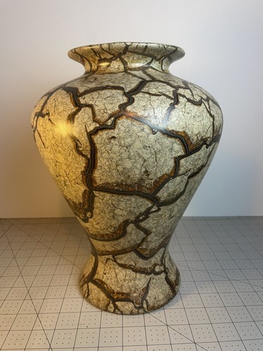 Rare Vintage 90s Art Deco HAEGER Pottery Vase Abstract Pattern Stone-like Glaze - Picture 2 of 6