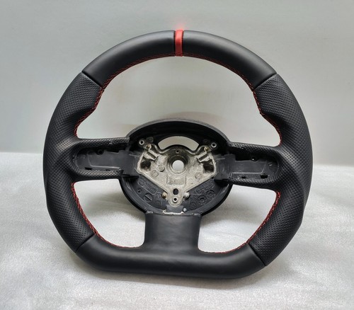 MINI COOPER STEERING WHEEL FLAT JCW CUSTOM R50 R52 R53 RED MARKER STITCH - Picture 4 of 6