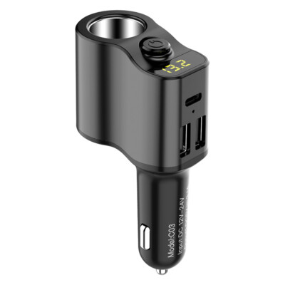 Dual USB car charger fast charging interface +Type-c cigarette lighter expansion