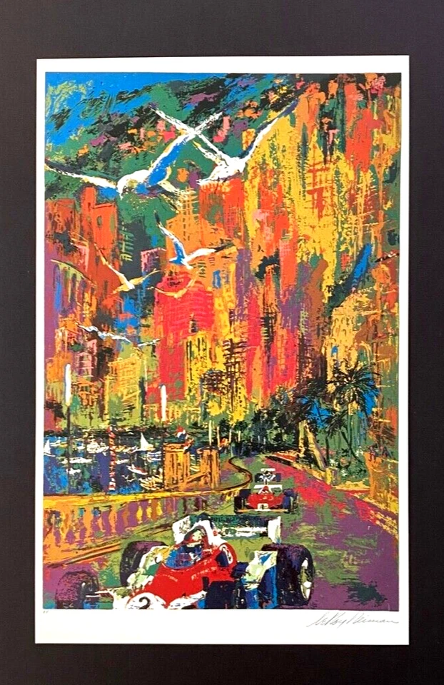 Arte Pop Firmado LeRoy Neiman "Gran Premio de Mónaco" Montado y con Marco Nuevo Foto 2 de 3