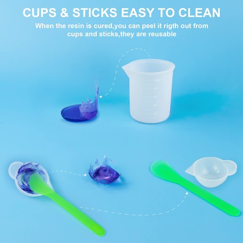 Silicone Measuring Cups Tool Kit for Resin, Non-Stick 250 & 100ml Epoxy Mixin... - Picture 3 of 6